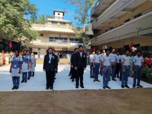 Morning assembly and student gathering at a CBSE school in Kumbakonam